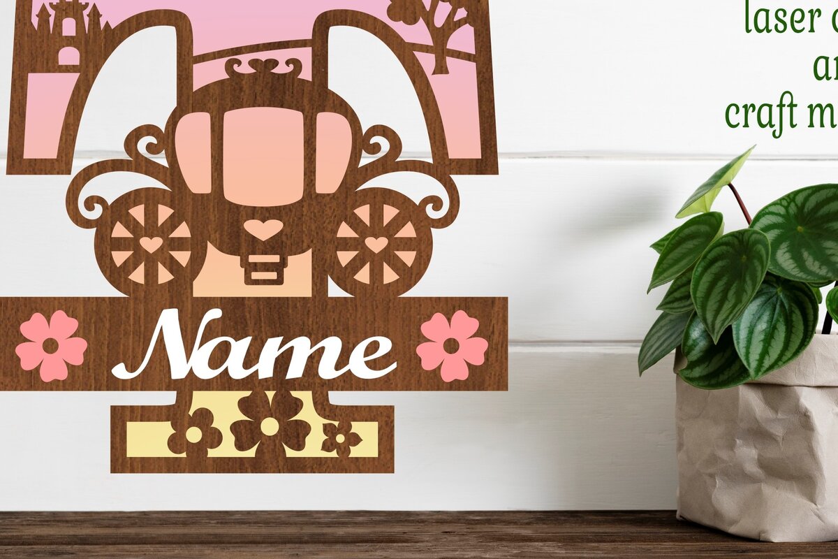 Σετ των 2 Intra απο ξύλο plywood 3mm-4mm πάχος – Αρχείο κομμένου γράμματος Princess Monogram Letter T Δίασταση  20x20 cm INTRAFABR-76568313