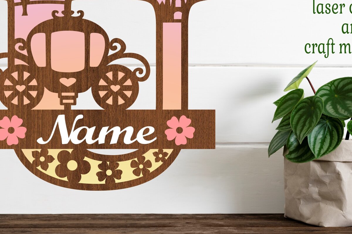 Σετ των 2 Intra απο ξύλο plywood 3mm-4mm πάχος – Αρχείο περικοπής Letter U Princess Monogram Δίασταση  20x20 cm INTRAFABR-76568331