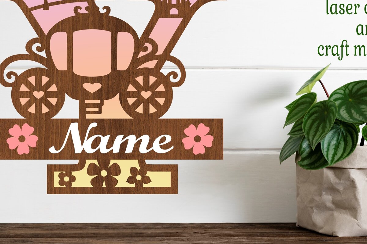 Σετ των 2 Intra απο ξύλο plywood 3mm-4mm πάχος – Αρχείο αποκοπής μονόγραμμα Princess Letter Y Δίασταση  20x20 cm INTRAFABR-76568441