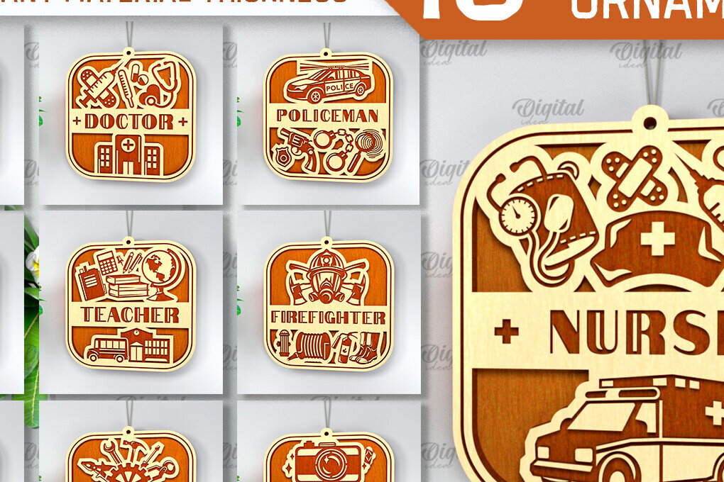 Σετ των 2 Intra απο ξύλο plywood 3mm-4mm πάχος – Επαγγελματικά στολίδια Δέσμη κοπής με λέιζερ Δίασταση  20x20 cm INTRAFABR-98041615