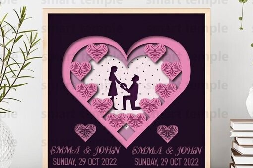 Σετ των 2 Intra απο ξύλο plywood 3mm-4mm πάχος – Πρόταση σε στρώσεις, Χαρτοκοπτική Γάμος Δίασταση  20x20 cm INTRAFABR-81184161