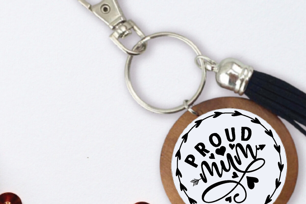 Σετ των 3 Intra απο ξύλο plywood 3mm-4mm πάχος – Proud Mum Keychain Δίασταση  5x5 cm INTRAFABR-68451523