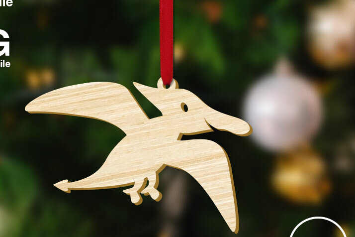 Σετ των 2 Intra απο ξύλο plywood 3mm-4mm πάχος – Χριστουγεννιάτικη διακόσμηση Pteranodon Baby Dinosaur Δίασταση  20x20 cm INTRAFABR-83626869