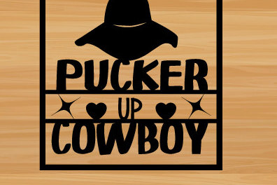 Σετ των 2 Intra απο ξύλο plywood 3mm-4mm πάχος – Pucker Up Cowboy Laser, μεταλλικό Δίασταση  20x20 cm INTRAFABR-87761153