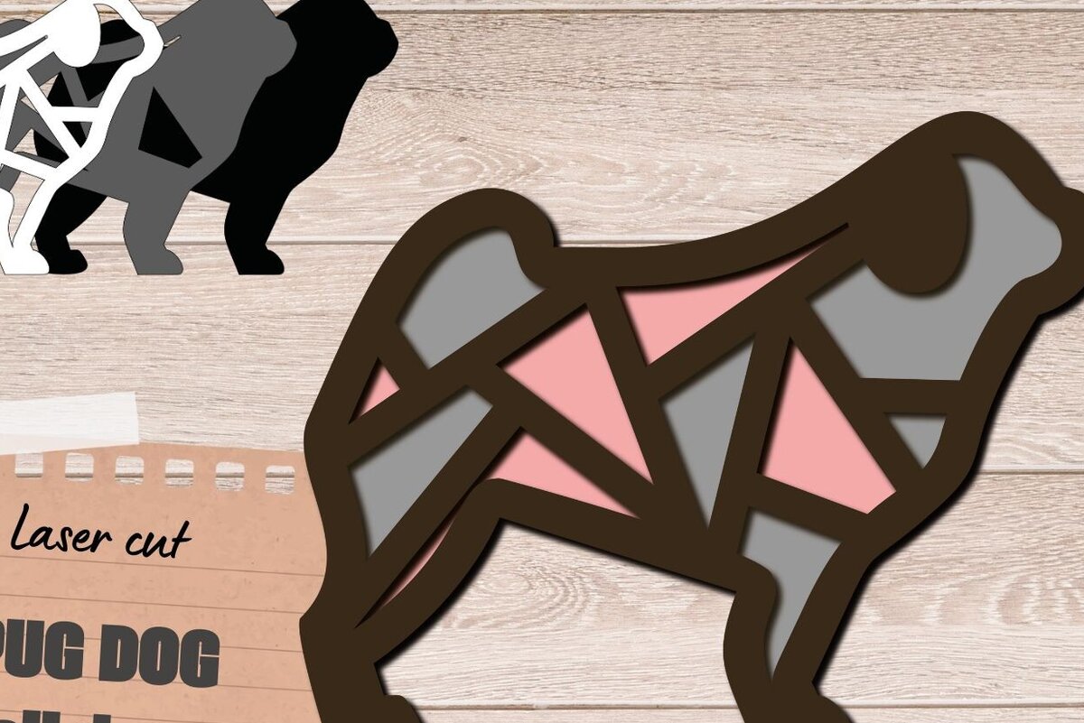 Intra απο ξύλο plywood 3mm-4mm πάχος – Διακόσμηση τοίχου PUG Dog, Πινακίδα πόρτας Dog Lover Δίασταση  40x30 cm INTRAFABR-90551151