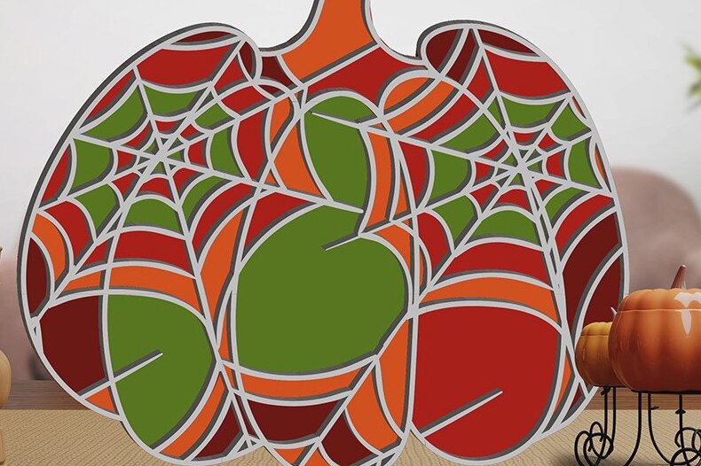 Σετ των 2 Intra απο ξύλο plywood 3mm-4mm πάχος – Κολοκύθα 3D Layered Δίασταση  20x20 cm INTRAFABR-37607496