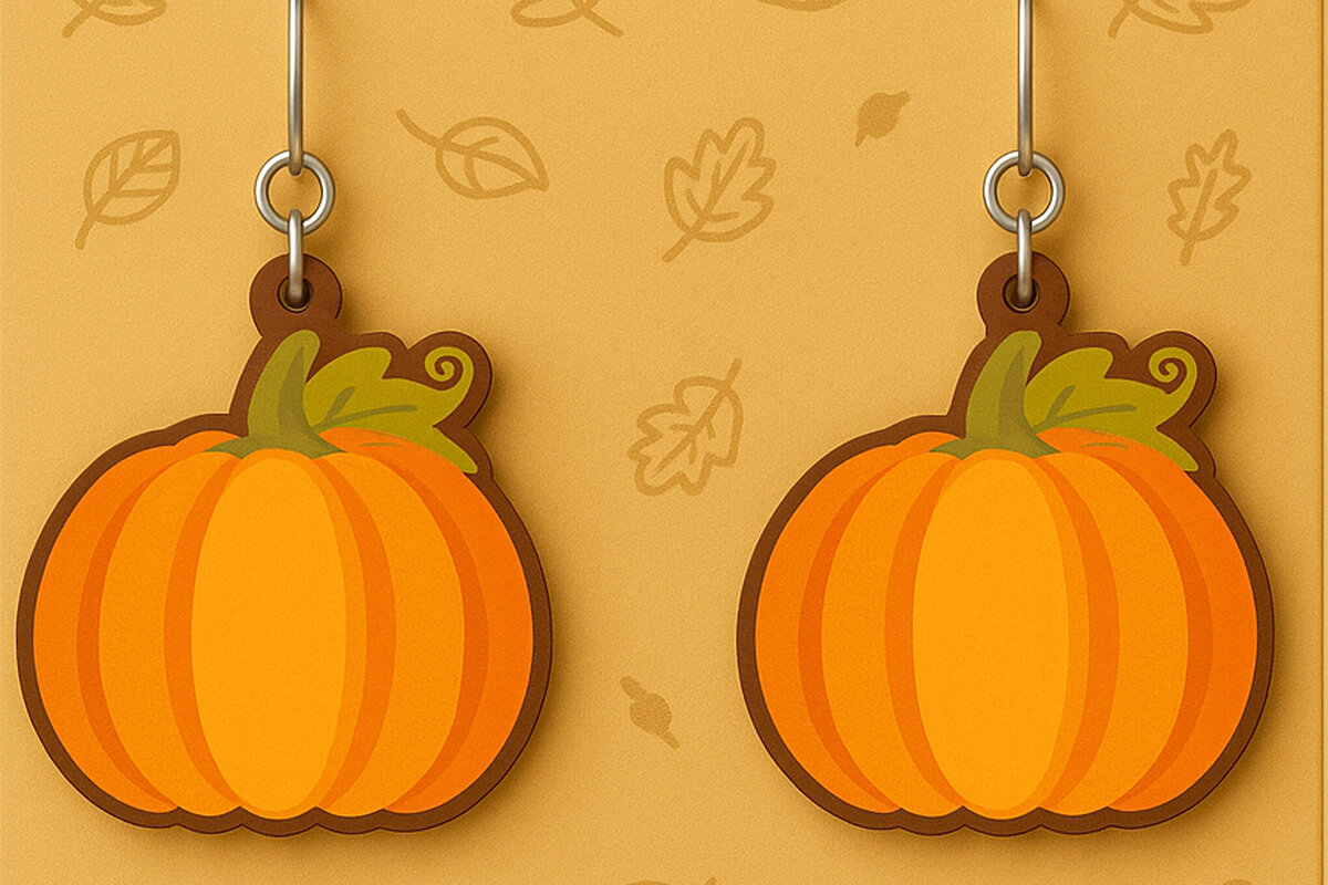 Σετ των 3 Intra απο ξύλο plywood 3mm-4mm πάχος – Φθινοπωρινά σκουλαρίκια κολοκύθας Δίασταση  5x5 cm INTRAFABR-125310806