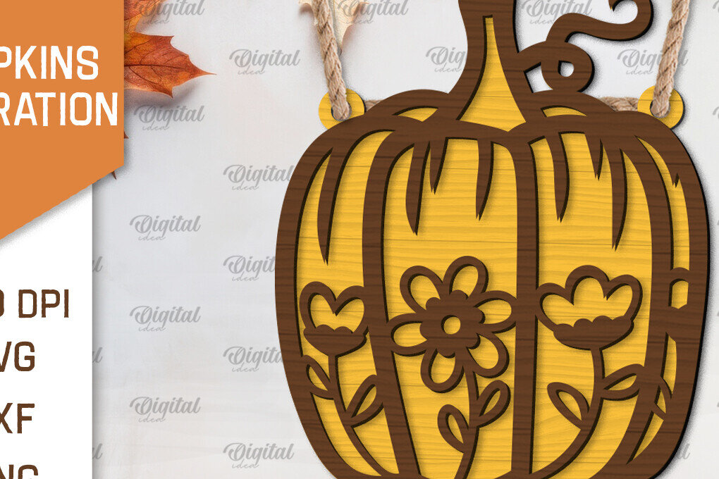 Σετ των 2 Intra απο ξύλο plywood 3mm-4mm πάχος –  κοπής λέιζερ διακόσμησης κολοκύθας Δίασταση  20x20 cm INTRAFABR-103860683