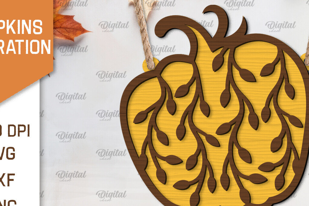 Σετ των 2 Intra απο ξύλο plywood 3mm-4mm πάχος –  κοπής λέιζερ διακόσμησης κολοκύθας Δίασταση  20x20 cm INTRAFABR-103860380