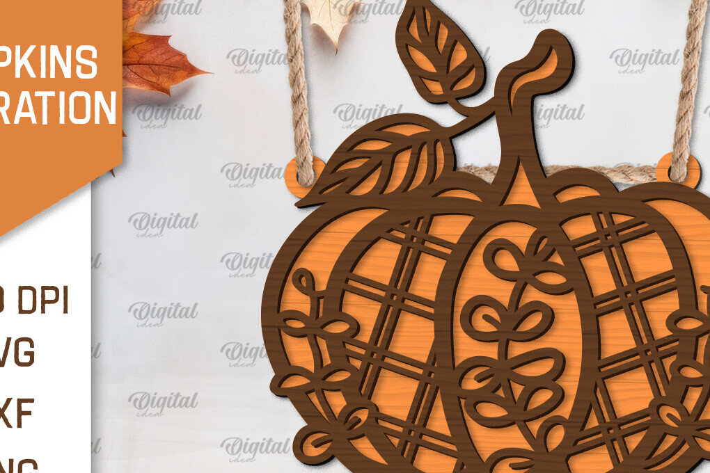 Σετ των 2 Intra απο ξύλο plywood 3mm-4mm πάχος –  κοπής λέιζερ διακόσμησης κολοκύθας Δίασταση  20x20 cm INTRAFABR-103860536