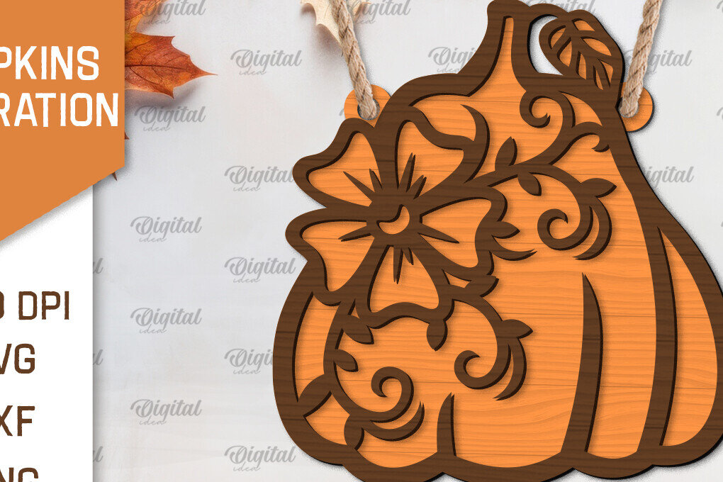 Σετ των 2 Intra απο ξύλο plywood 3mm-4mm πάχος –  κοπής λέιζερ διακόσμησης κολοκύθας Δίασταση  20x20 cm INTRAFABR-103860597