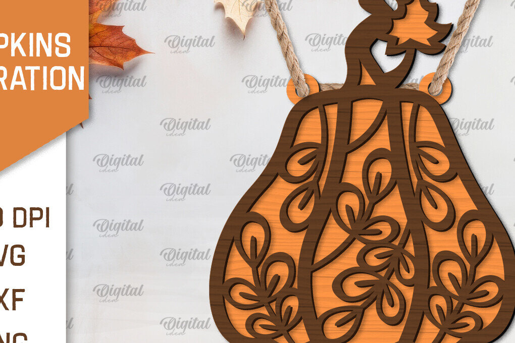 Σετ των 2 Intra απο ξύλο plywood 3mm-4mm πάχος –  κοπής λέιζερ διακόσμησης κολοκύθας Δίασταση  20x20 cm INTRAFABR-103860271