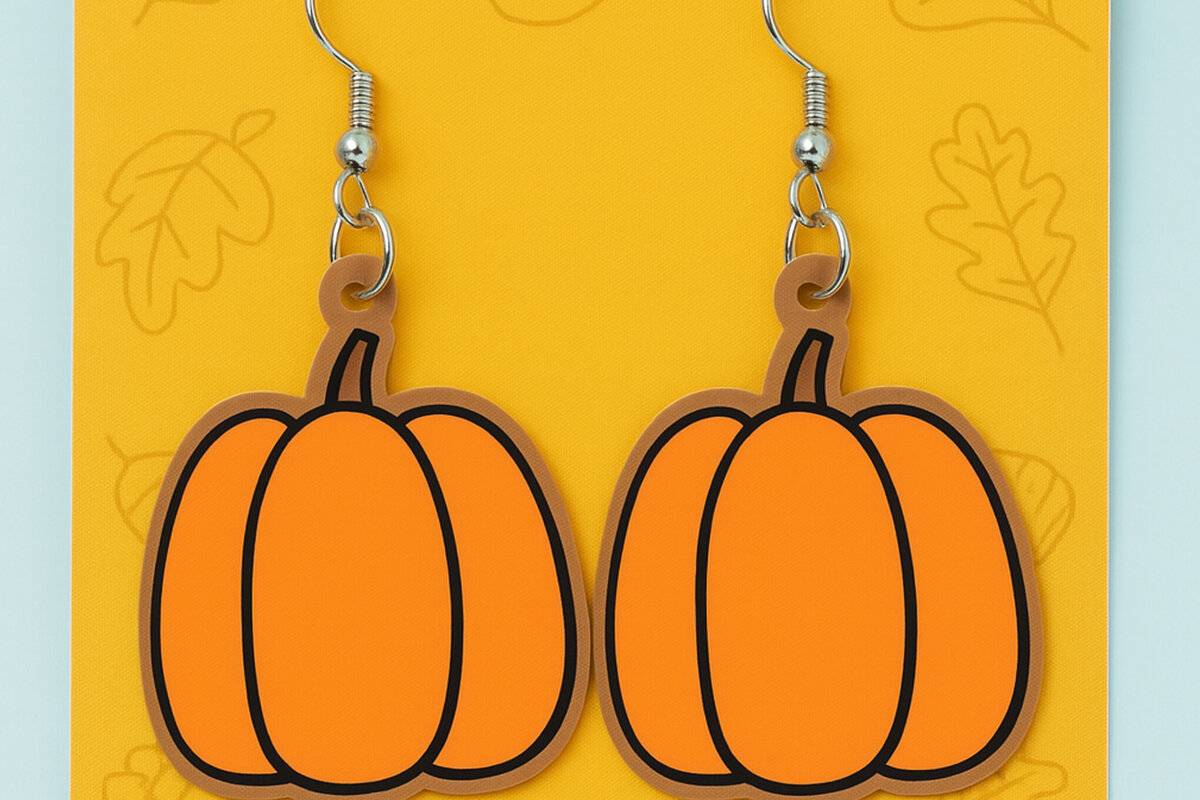 Σετ των 3 Intra απο ξύλο plywood 3mm-4mm πάχος – Pumpkin Earrings – Fall Δίασταση  5x5 cm INTRAFABR-125298071