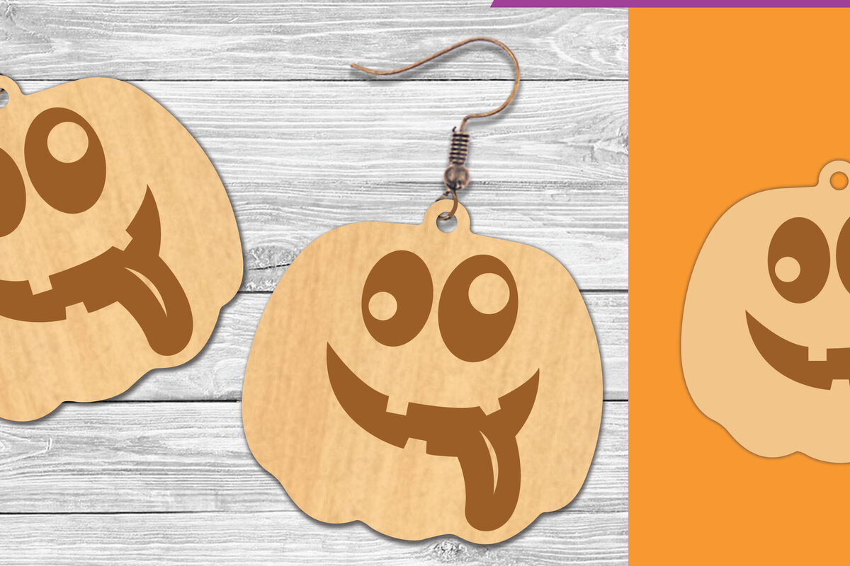 Σετ των 3 Intra απο ξύλο plywood 3mm-4mm πάχος – Σκουλαρίκια με λέιζερ προσώπου κολοκύθας 1 Δίασταση  5x5 cm INTRAFABR-106019345