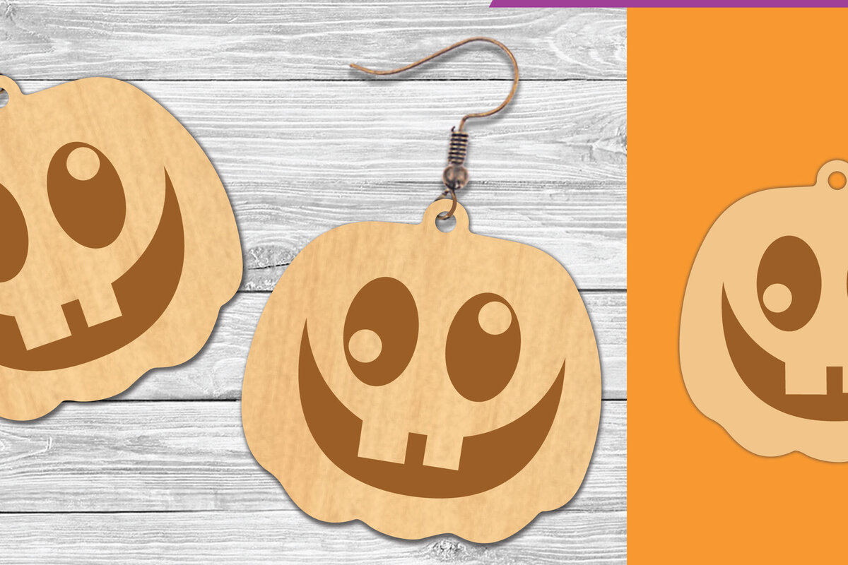 Σετ των 3 Intra απο ξύλο plywood 3mm-4mm πάχος – Σκουλαρίκια με λέιζερ προσώπου κολοκύθας 3 Δίασταση  5x5 cm INTRAFABR-106019455