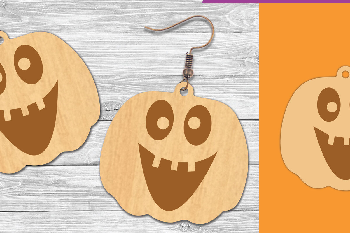 Σετ των 3 Intra απο ξύλο plywood 3mm-4mm πάχος – Σκουλαρίκια με λέιζερ προσώπου κολοκύθας 4 Δίασταση  5x5 cm INTRAFABR-106019519