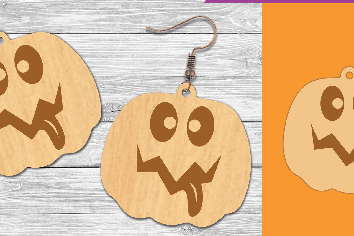 Σετ των 3 Intra απο ξύλο plywood 3mm-4mm πάχος – Σκουλαρίκια με λέιζερ προσώπου κολοκύθας 5 Δίασταση  5x5 cm INTRAFABR-106019591