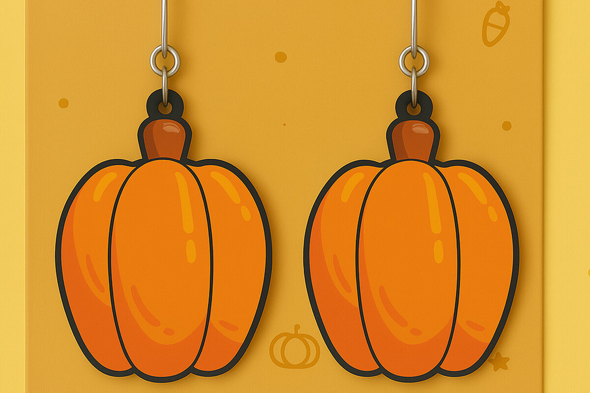 Σετ των 3 Intra απο ξύλο plywood 3mm-4mm πάχος – Σκουλαρίκι Pumpkin Fall Δίασταση  5x5 cm INTRAFABR-125294554