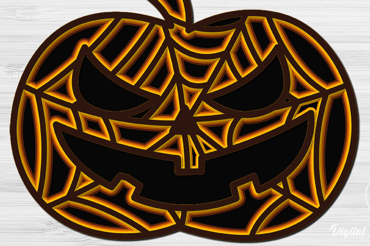 Σετ των 2 Intra απο ξύλο plywood 3mm-4mm πάχος – Αρχείο 3D πολυστρωματικής κοπής Pumpkin Halloween Δίασταση  20x20 cm INTRAFABR-17693046