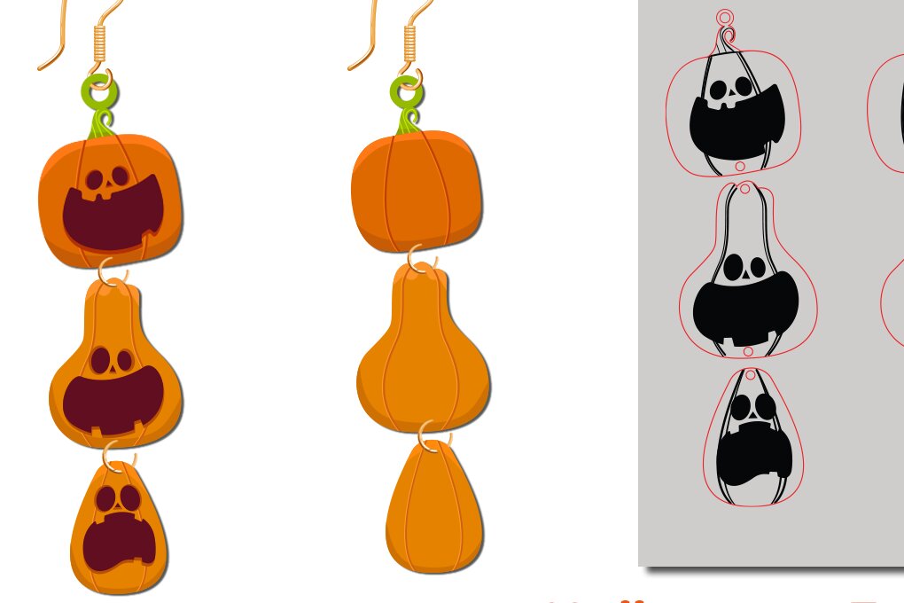 Σετ των 3 Intra απο ξύλο plywood 3mm-4mm πάχος – Κολοκύθα αποκριάτικο σκουλαρίκι Δίασταση  5x5 cm INTRAFABR-101152009