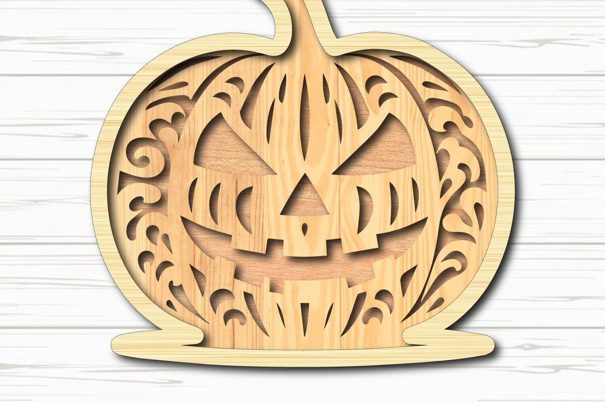 Σετ των 2 Intra απο ξύλο plywood 3mm-4mm πάχος – Αρχείο σχεδίου κοπής λέιζερ κολοκύθας Halloween Δίασταση  20x20 cm INTRAFABR-118219043