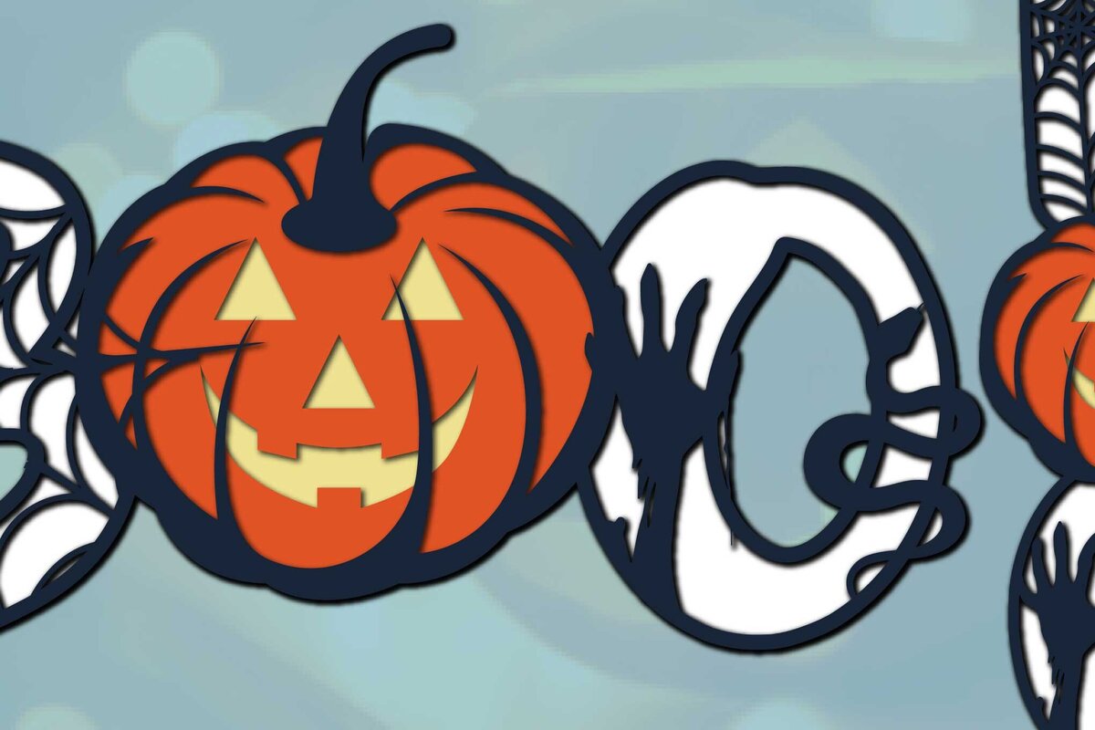 Σετ των 2 Intra απο ξύλο plywood 3mm-4mm πάχος – Σετ κολοκύθας Jack O Lantern BOO Δίασταση  20x20 cm INTRAFABR-78198642