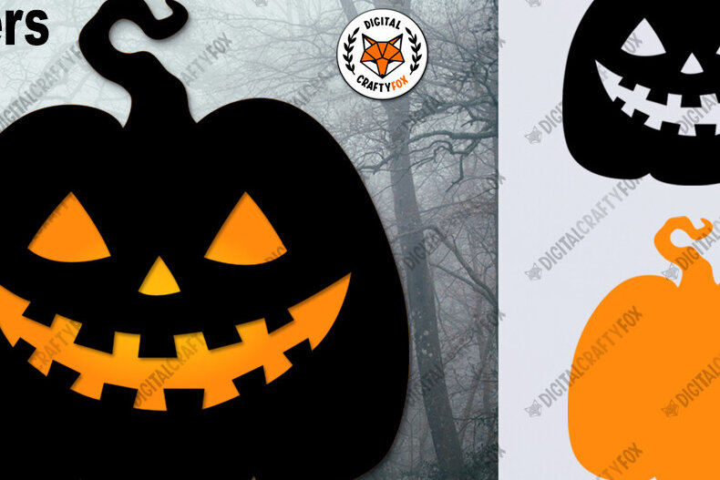 Σετ των 2 Intra απο ξύλο plywood 3mm-4mm πάχος – Pumpkin, Jack O Lantern Δίασταση  20x20 cm INTRAFABR-124709566