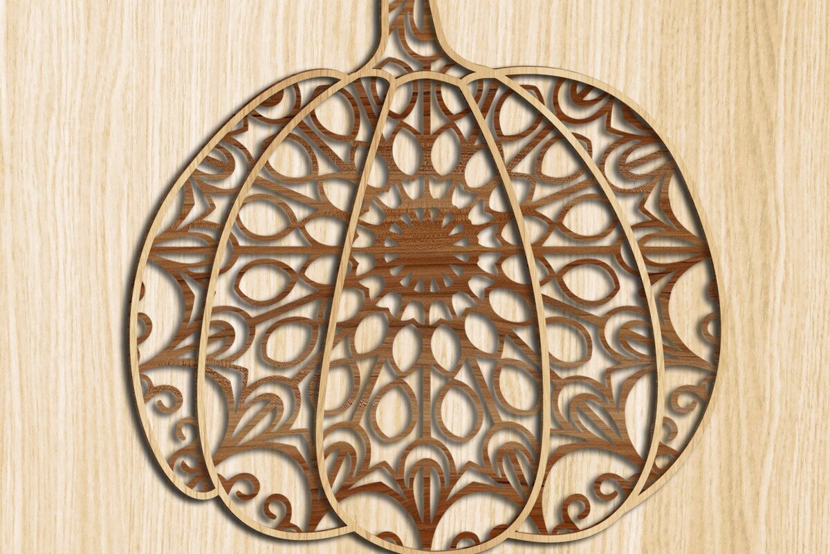 Σετ των 2 Intra απο ξύλο plywood 3mm-4mm πάχος – Κολοκύθα Layered Laser/Ξυλοκόψιμο Δίασταση  20x20 cm INTRAFABR-35327300