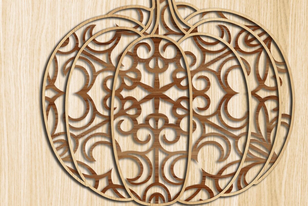 Σετ των 2 Intra απο ξύλο plywood 3mm-4mm πάχος – Κολοκύθα Layered Laser/Ξυλοκόψιμο Δίασταση  20x20 cm INTRAFABR-35327311