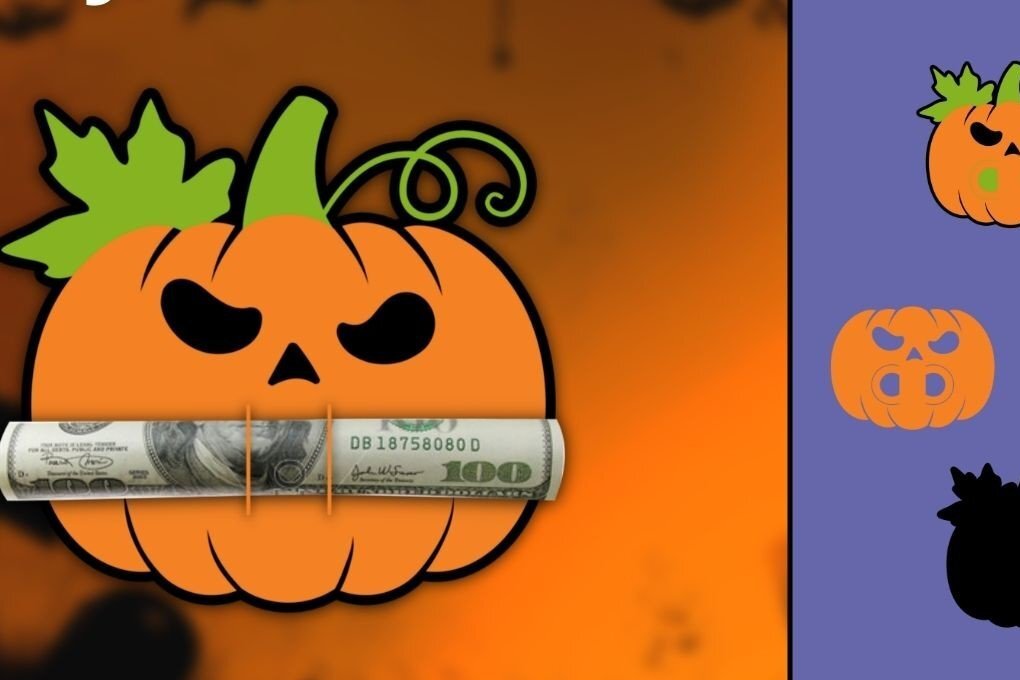 Σετ των 2 Intra απο ξύλο plywood 3mm-4mm πάχος – Pumpkin Money Holder Card Δίασταση  20x20 cm INTRAFABR-36512810