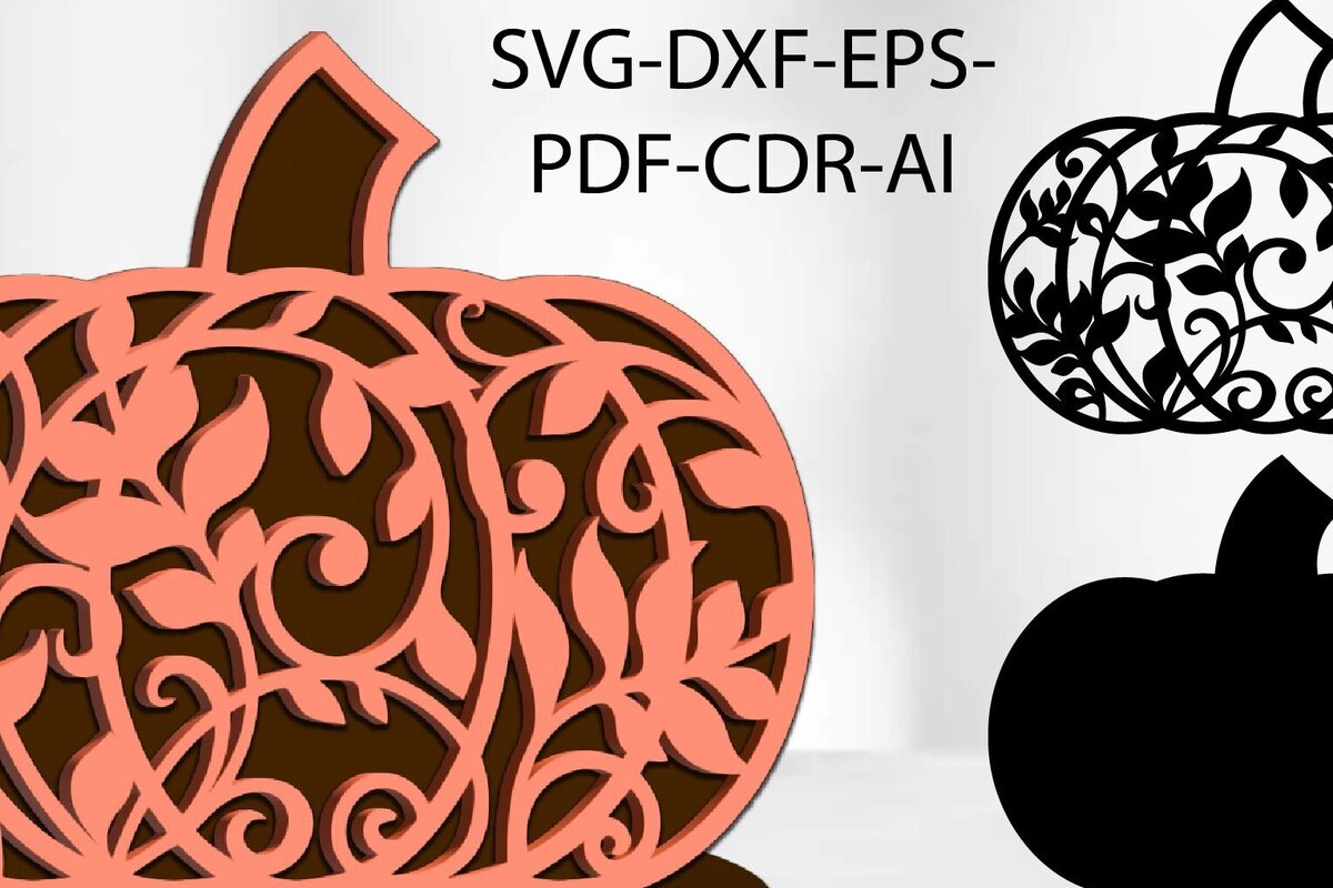 Σετ των 2 Intra απο ξύλο plywood 3mm-4mm πάχος – Κολοκύθα σε βάση μοντέλο κοπής με λέιζερ Δίασταση  20x20 cm INTRAFABR-106130004