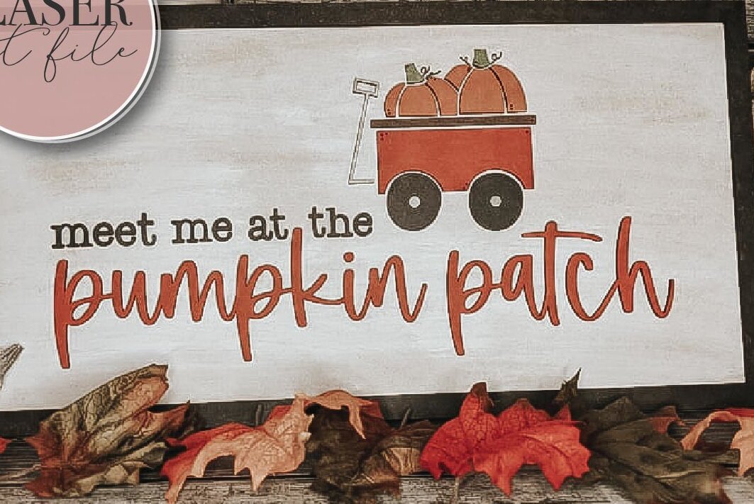 Σετ των 2 Intra απο ξύλο plywood 3mm-4mm πάχος – Αρχείο κοπής με λέιζερ Patch Pumpkin Patch Δίασταση  20x20 cm INTRAFABR-72566974