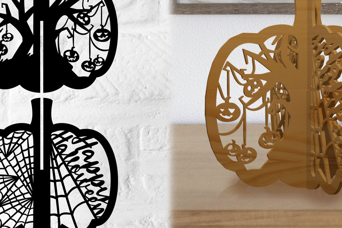 Σετ των 2 Intra απο ξύλο plywood 3mm-4mm πάχος – Διακόσμηση κολοκύθας Δίασταση  20x20 cm INTRAFABR-79137442