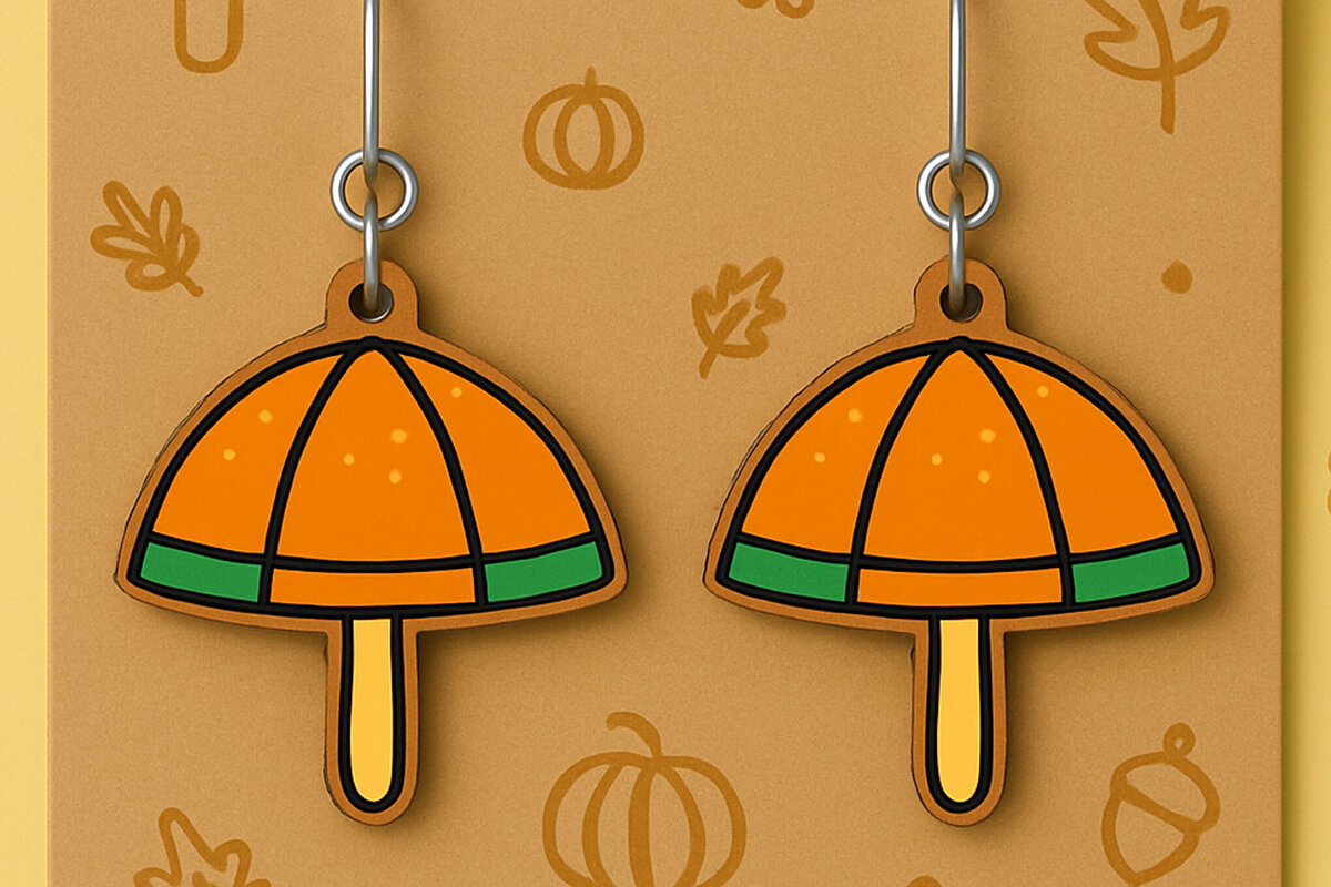 Σετ των 3 Intra απο ξύλο plywood 3mm-4mm πάχος – Σκουλαρίκια ομπρέλας κολοκύθας Δίασταση  5x5 cm INTRAFABR-125294254