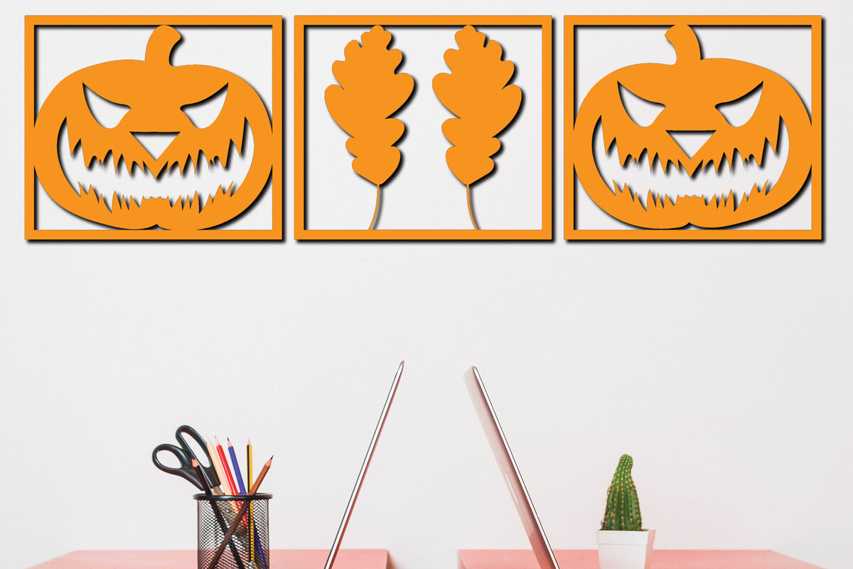 Intra απο ξύλο plywood 3mm-4mm πάχος –  κοπής με λέιζερ διακόσμηση τοίχου κολοκύθας 2 Δίασταση  40x30 cm INTRAFABR-78471149