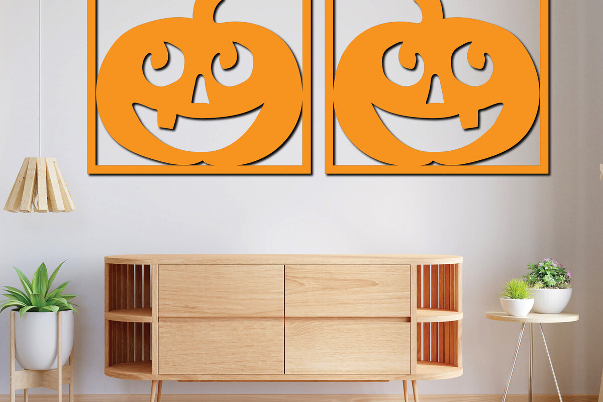 Intra απο ξύλο plywood 3mm-4mm πάχος –  κοπής με λέιζερ διακόσμηση τοίχου κολοκύθας 2 Δίασταση  40x30 cm INTRAFABR-78471110