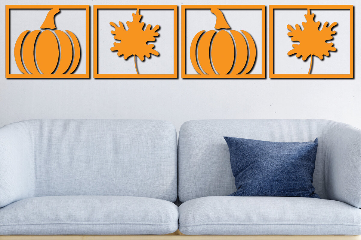 Intra απο ξύλο plywood 3mm-4mm πάχος –  κοπής με λέιζερ διακόσμηση τοίχου κολοκύθας 4 Δίασταση  40x30 cm INTRAFABR-78471196