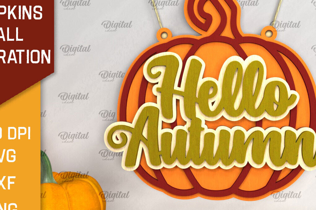 Intra απο ξύλο plywood 3mm-4mm πάχος – Διακόσμηση τοίχου με κολοκύθες LaserCut  Δίασταση  40x30 cm INTRAFABR-102890275