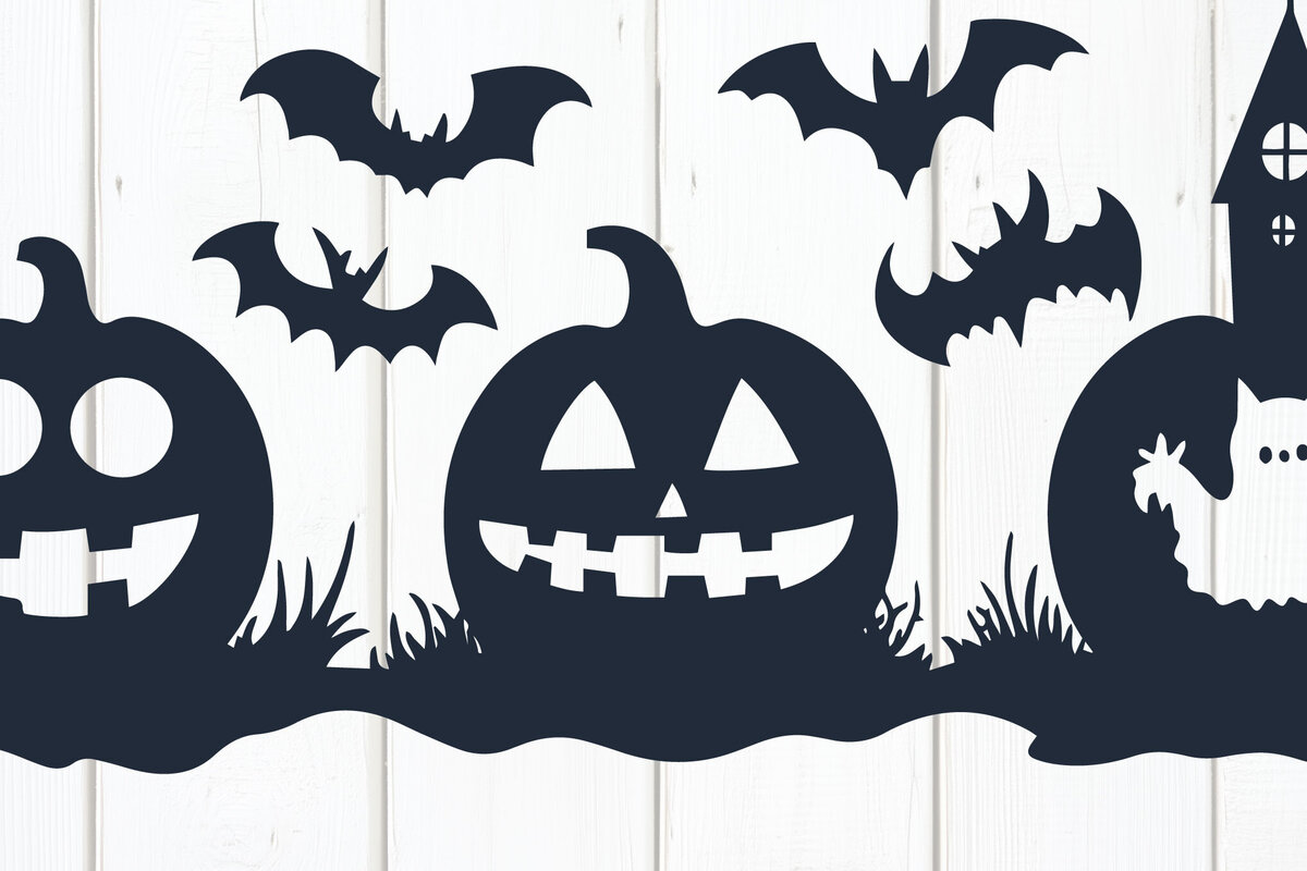 Σετ των 2 Intra απο ξύλο plywood 3mm-4mm πάχος – "Κολοκύθες με γάτες, νυχτερίδες &amp; φαντάσματα" Δίασταση  20x20 cm INTRAFABR-103167008