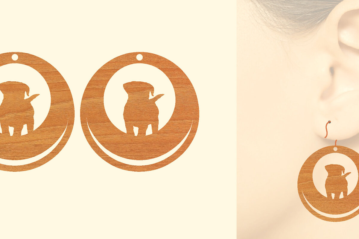 Σετ των 3 Intra απο ξύλο plywood 3mm-4mm πάχος – Ξύλινα σκουλαρίκια Puppy Dog Δίασταση  5x5 cm INTRAFABR-65585689