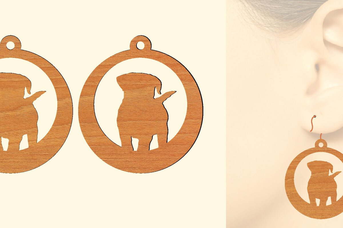 Σετ των 3 Intra απο ξύλο plywood 3mm-4mm πάχος – Ξύλινα σκουλαρίκια Puppy Dog Δίασταση  5x5 cm INTRAFABR-65585720