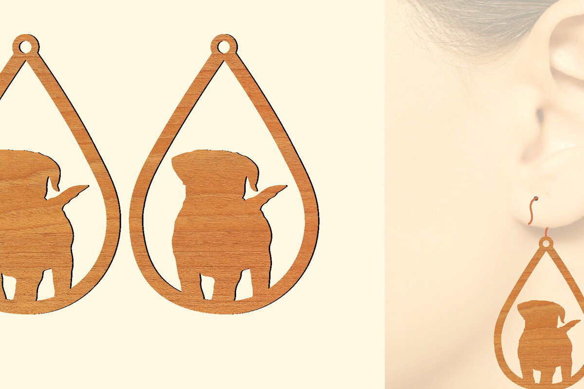 Σετ των 3 Intra απο ξύλο plywood 3mm-4mm πάχος – Ξύλινα σκουλαρίκια Puppy Dog Δίασταση  5x5 cm INTRAFABR-65585750