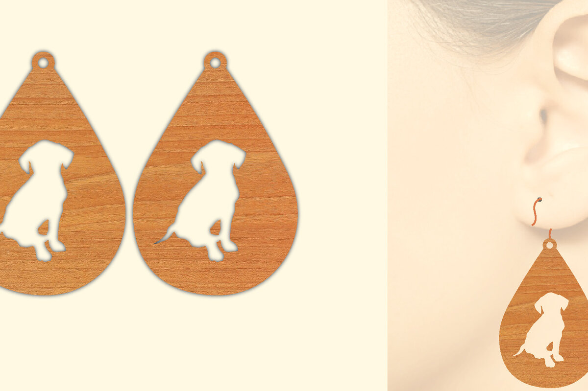 Σετ των 3 Intra απο ξύλο plywood 3mm-4mm πάχος – Ξύλινα σκουλαρίκια Puppy Dog Δίασταση  5x5 cm INTRAFABR-65585825