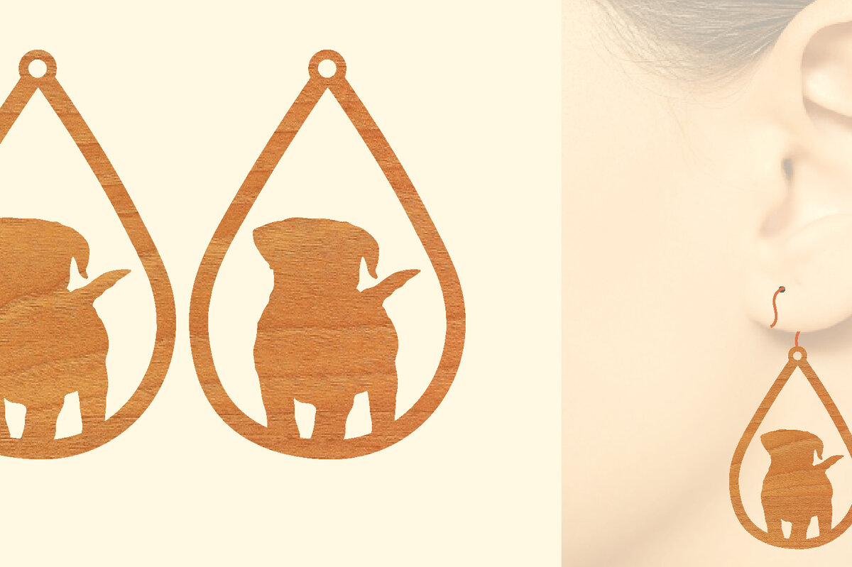 Σετ των 3 Intra απο ξύλο plywood 3mm-4mm πάχος – Ξύλινα σκουλαρίκια Puppy Dog Δίασταση  5x5 cm INTRAFABR-65585500