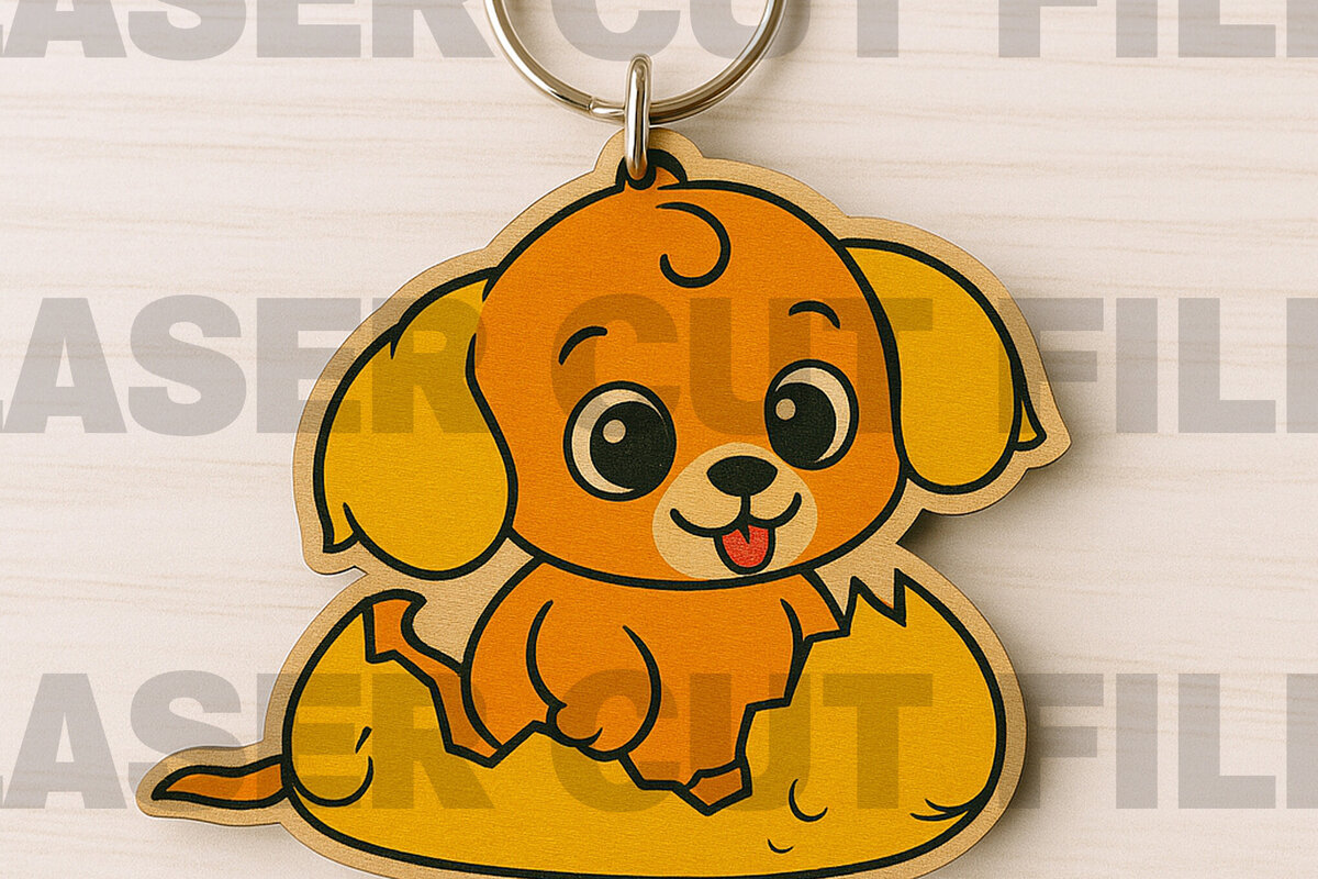 Σετ των 3 Intra απο ξύλο plywood 3mm-4mm πάχος – Αρχείο κοπής με λέιζερ μπρελόκ κουταβιού Δίασταση  5x5 cm INTRAFABR-122183309