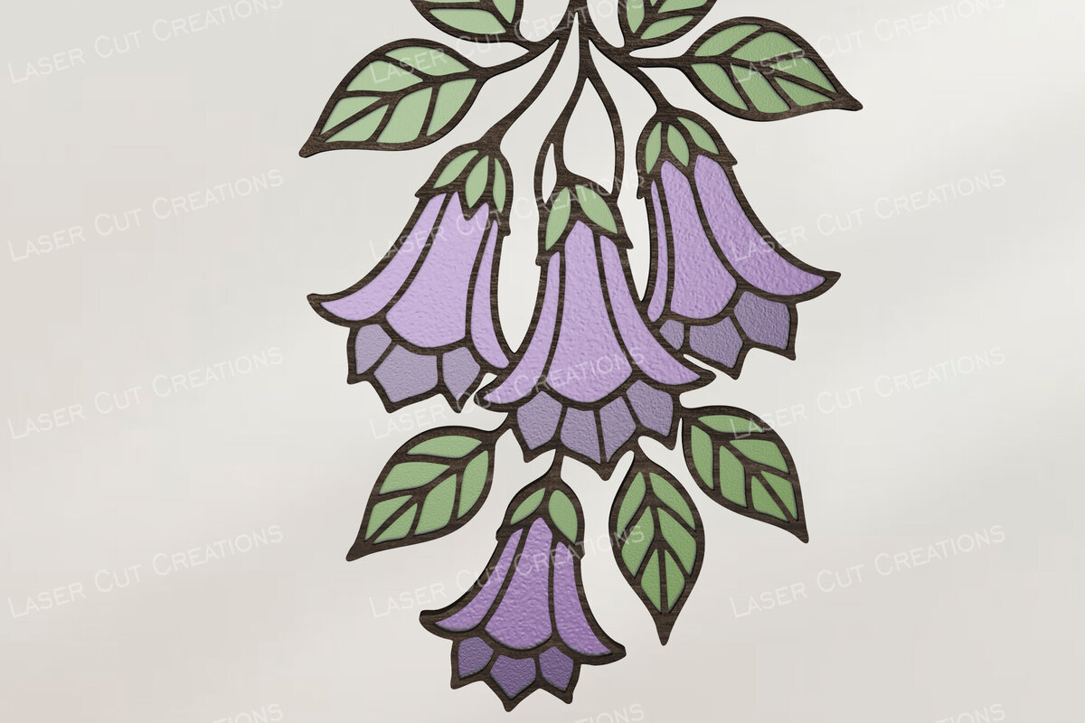 Σετ των 2 Intra απο ξύλο plywood 3mm-4mm πάχος – Μωβ Bellflower Suncatcher Δίασταση  20x20 cm INTRAFABR-125248130