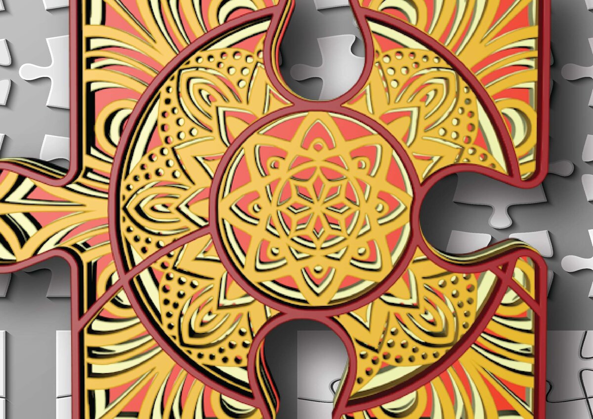 Σετ των 2 Intra απο ξύλο plywood 3mm-4mm πάχος – Παζλ, 4 στρώσεις, 3d Mandala Δίασταση  20x20 cm INTRAFABR-29920223