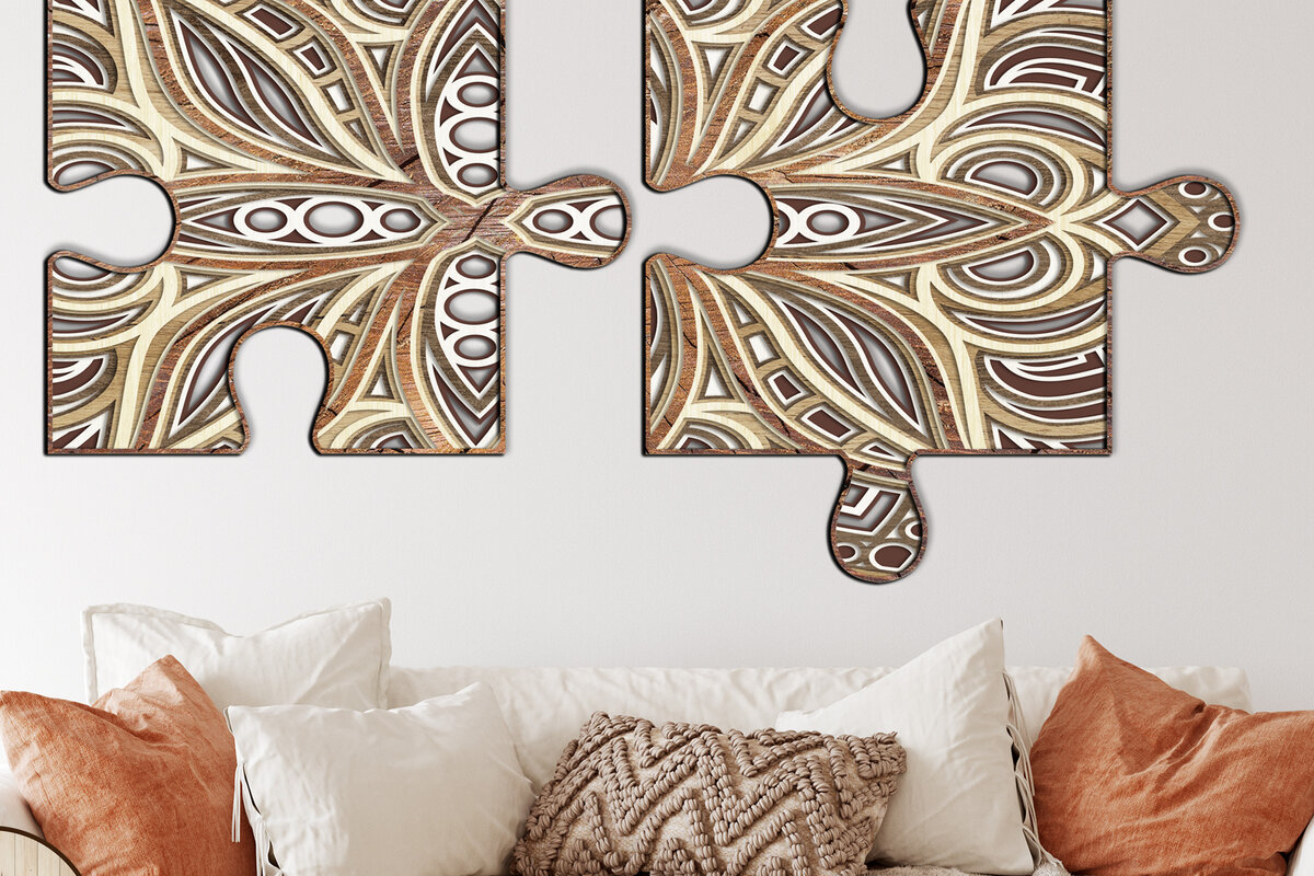 Σετ των 2 Intra απο ξύλο plywood 3mm-4mm πάχος – Αρχεία κοπής με λέιζερ πολλαπλών στρώσεων παζλ Δίασταση  20x20 cm INTRAFABR-12688805