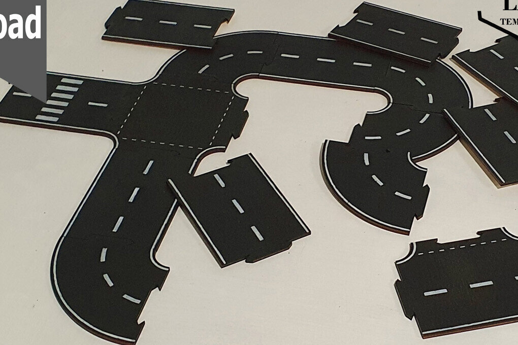 Σετ των 2 Intra απο ξύλο plywood 3mm-4mm πάχος – Puzzle Road για μοντέλα αυτοκινήτων Δίασταση  20x20 cm INTRAFABR-92586225