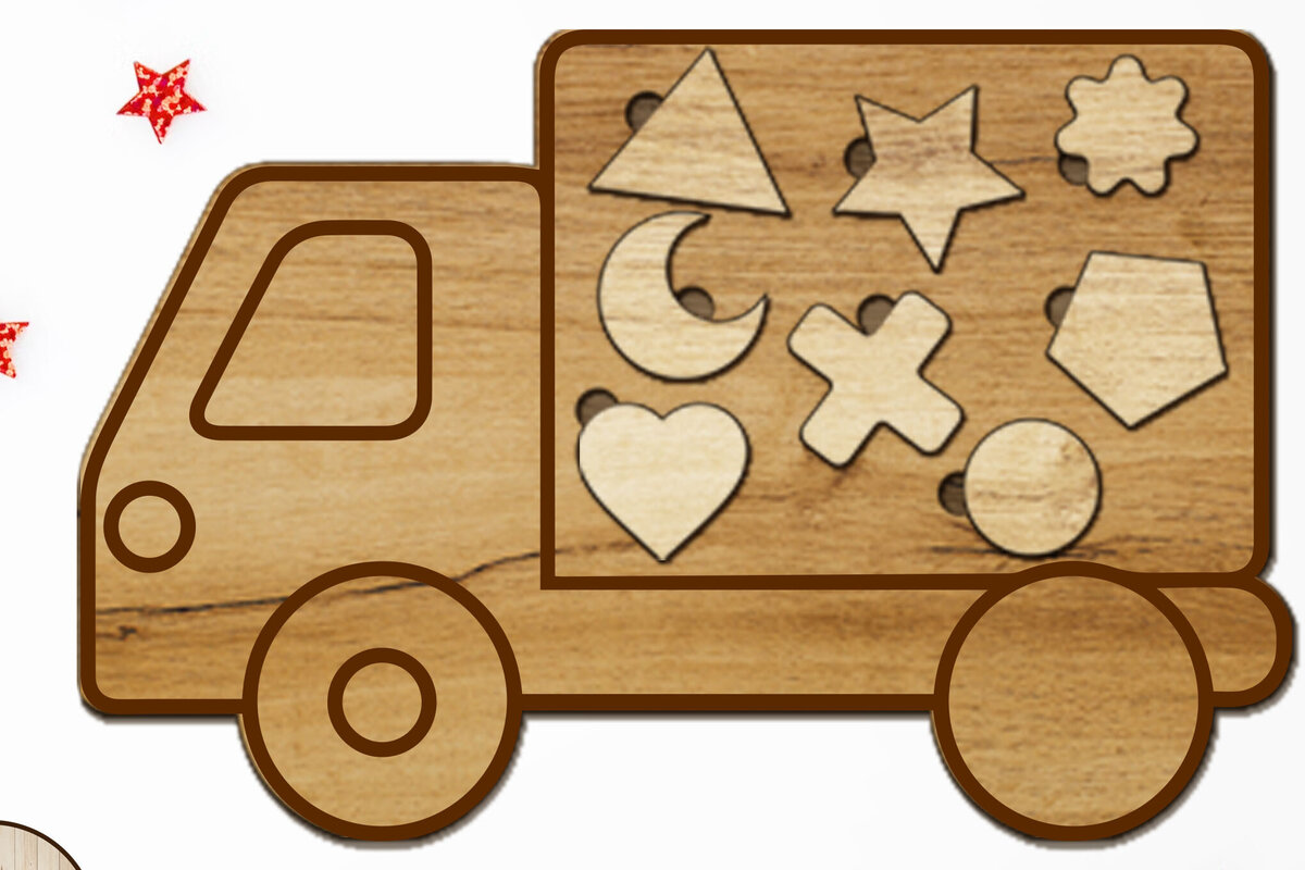 Σετ των 2 Intra απο ξύλο plywood 3mm-4mm πάχος – Ταξινόμηση σχημάτων παζλ, αρχείο κοπής σε επίπεδα Δίασταση  20x20 cm INTRAFABR-87957351